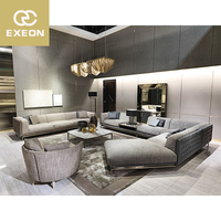 Canapé d'angle en cuir Exeon, grand, pour salon, style italien moderne, mobilier de luxe léger, ensemble de canapés sectionnels de luxe