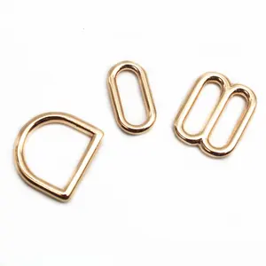 Light Gold Metal Alloy Oval Ring Adjustable D Ring Tri-glide Slider Buckle For Shoulder Strap Bag Strap And Belts