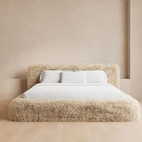 2024 Neues Modernes Luxus-Hotelbett Kingsize-Bettgestell Schlafzimmermöbel Holz-Woll-Polsterbett
