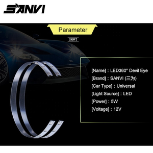Luci Decorative per Auto Sanvi 360 LED Occhio del Diavolo Bianco/Giallo/Rosso/Blu/Verde/Viola, Occhi del Diavolo da 3 Pollici per Lenti Bi-Xenon - Product Image 5