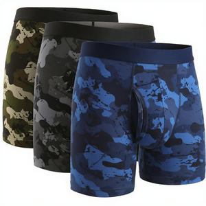Men <b>Boxer</b> Briefs Cotton Spandex Camo Printed Underwear Sleep Shorts <b>Custom</b> Logo - Product Image 2