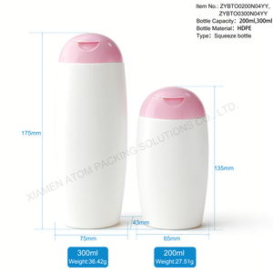 豪华椭圆形200ml 300ml旋盖式HDPE软质触感挤压瓶带喷嘴洗发水乳液沐浴露身体清洁剂面膜 - Product Image 2