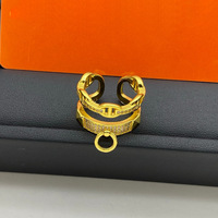 Bague ouverte classique en cuivre double couche, forme nez de cochon, détail rivet, incrustation de diamants, bijou tendance pour femme, cadeau