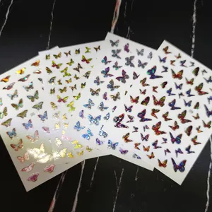 INTODIY Laser Butterfly Nail Art Stickers Nail Art Supplies 3D Butterfly Designs Nail Decals decorative sticker Filling Materia