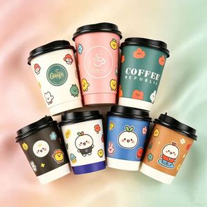 แก้วกาแฟกระดาษคราฟท์สองชั้นแบบย่อยสลายได้เองตามธรรมชาติ สำหรับกาแฟร้อนแบบนำกลับบ้าน เป็นมิตรต่อสิ่งแวดล้อม รีไซเคิลได้ ใช้แล้วทิ้ง - Product Image 2