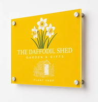Plaque de signalisation florale personnalisée en acrylique pour fleuriste, avec support mural, impression UV, découpe laser
