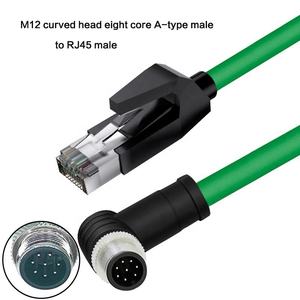 M12 8-Pin A-Code Steckverbinder Rechtwinklig M12 Stecker auf RJ45 Stecker Ethernet-Kabel Industriekamera Cat6 Wasserdichtes Netzwerkkabel - Product Image 2