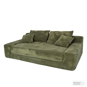 طقم أريكة مضغوط بالتفريغ أسود اللون بتصميم عتيق من قماش الكوردروي وإطار من البي في سي وإسفنج نقي لغرفة المعيشة والسرير متعدد الاستخدامات قابل للإزالة والغسل - Product Image 5