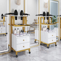 Armoire à outils en métal pour salon de coiffure, table miroir pour salon de coiffure, chariot de salon de beauté, support multifonctionnel pour sèche-cheveux