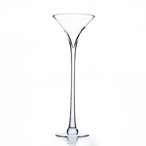 50cm Tall cam trompet vazo uzun saplı Martini vazolar cam düğün masa Centerpieces ev dekorasyon ekran ziyafet