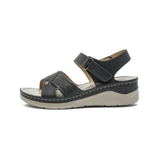 Sandales compensées à brides croisées avec boucle, en cuir microfibre, talon compensé, chaussures d'été pour femmes, livraison directe - Product Image 3