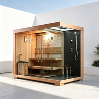 Cabine de douche électrique infrarouge avec sauna intégré, salle de douche vapeur humide intérieure combinant un sauna sec traditionnel en bois de pruche