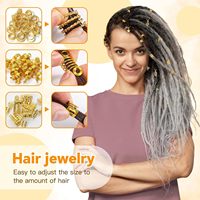 Lot de 275 Bijoux de Cheveux Dorés et Argentés pour Tresses, Anneaux pour Dreadlocks, Perles et Accessoires de Coiffure en Gros