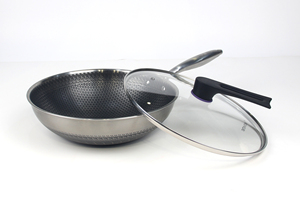 Utensilios de cocina Wok chino de acero inoxidable Triply de nuevo diseño 2023 con tapa de vidrio para Cocina - Product Image 2