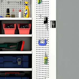 Heavy Duty Double Door Tool <b>Cabinet</b> Steel Storage <b>Cabinet</b> with Pegboard Drawers Adjustable Shelves for Workshop <b>Garage</b> - Product Image 5