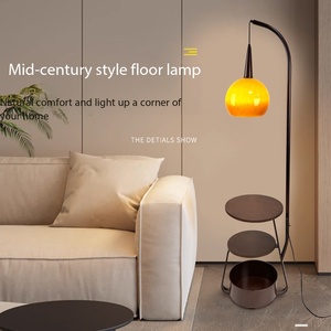 Lampe sur pied moderne en fer avec support de rangement et éclairage LED E27 pour salon, chambre, côté canapé, table de chevet et table basse - Product Image 1