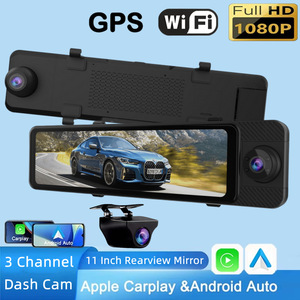 11 Inches 1080p Mirror Dash <strong>Cam</strong> Rear with Voice Control with Carplay Mirror &amp; <strong>Android</strong> Auto Dash <strong>Cam</strong> Front and Rear - Product Image 4