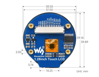 Modul LCD Bulat Waveshare Sentuh 1.28 Inci Resolusi 240X240 IPS SPI I2C Raspberry Pi Pico untuk 65K Warna A556
