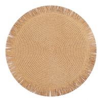 Nouveau Set de Table en Papier 38cm, Style Bohème, Tressé à Pompons, Isolant Thermique, Haut de Gamme, Simple, pour Restaurant Occidental