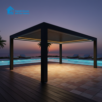 Pergola motorisée rétractable en aluminium robuste Sweet Home, résistante au vent et aux charges de neige, avec éclairage LED pour l'extérieur