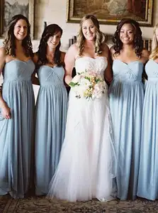 Hermosa azul cielo vestidos de dama de honor para estilos elegantes:  