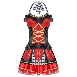 Disfraz de Reina Gótica Roja con Lentejuelas y Falda Corta para Halloween, Cosplay Femenino - Product Image 3