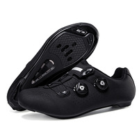 Chaussures de vélo de route unisexes, à double boucle rotative, compatibles avec les clips, semelle rigide, amortissantes, respirantes, en mesh.