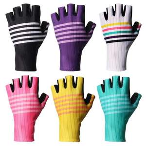 Striped Half <b>Finger</b> Cycling Gloves Breathable Anti-slip Shock Padded <b>Bike</b> Gloves Multi Color Options Road MTB Sports Riding - Product Image 1