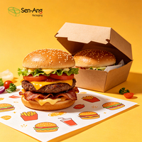 Boîte à fast-food personnalisée imprimée en gros, OEM, emballage jetable en carton de qualité alimentaire pour hamburgers, restauration à emporter