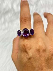 Wholesale 925 Sterling Silver Amethyst Statement Ring for Women Customizable Wedding or Party Jewelry - Product Image 2