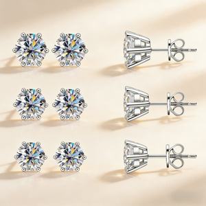 Pendientes de Moissanita de 0.5CT, 1CT, 2CT, 3CT, Chapados en Oro, Plata de Ley 925, Vvs, con Certificado GRA - Product Image 2