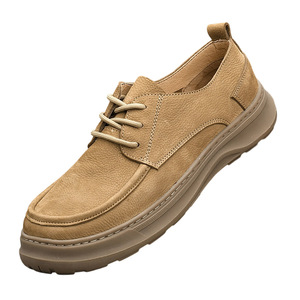 Men's Genuine Leather <b>Round</b> Toe Lace-up Dress Shoes Spring Office Casual <b>Cushioned</b> Rubber Sole - Product Image 4