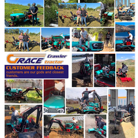 Tracteur compact sur chenilles en caoutchouc avec godet d'excavation et rotoculteur, fourni par l'usine