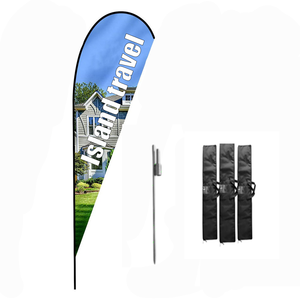 Teardrop Flying Banner Beach Flagpole Sale Now Open House Car Wash Swooper Drapeau de plumes imprimé personnalisé avec base à pointes - Product Image 3