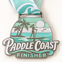 Médaille de course SUP personnalisée en forme de planche de surf, récompense de finisseur côtier pour la compétition de Stand Up Paddle Board, cadeau