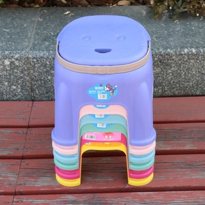 Tabouret en plastique Jiajiale pour enfants, diamètre 19 cm, épaissi, portable, en forme de tête de chat de dessin animé, pour la salle de bain et la douche des enfants - Product Image 2