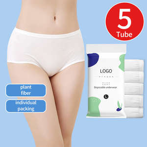 רך נשיפה חבילה חד פעמי תחתונים קצרים ביודשתכלה כותנה טהורה תחתונים חד פעמי לנשים - Product Image 3