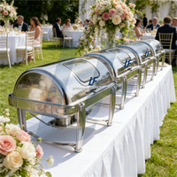 Ensemble de chauffe-plats de luxe 9L à alcool avec contrôle de température 60-80°C, plat de service doré pour restaurant
