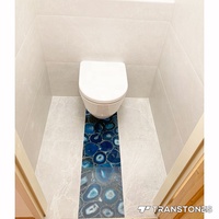 Carreaux de sol en pierre de cristal bleu naturel translucide pour cuisine en agate durable Panneau mural de luxe