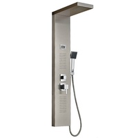 Panel de Ducha de Acero Inoxidable Moderno con Acabado Níquel Cepillado, Montado en la Pared, con Rociador de Lluvia y Jets de Masaje, Personalizable