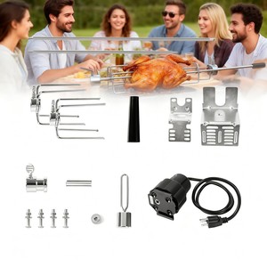 Kit de rôtissoire en acier inoxydable en gros avec <span class=keywords><strong>moteur</strong></span> électrique, <span class=keywords><strong>broche</strong></span> et fourchettes à viande <span class=keywords><strong>pour</strong></span> <span class=keywords><strong>barbecue</strong></span>, accessoires de <span class=keywords><strong>barbecue</strong></span> - Product Image 1