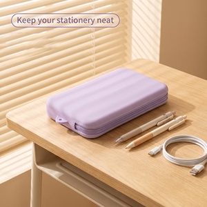 Multi-purpose Silicone Hard Shell Organizer Case Portable Zipper <b>Bag</b> for Makeup Stationery & <b>Cable</b> Storage - Product Image 6