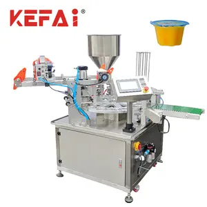 KEFAI Automatic Rotary Turntable Jelly Cup Filling And Sealing Machine Plastic Communion Cup Filling Sealing Equipment
