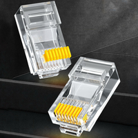 SAMZHE - Paquete de 10 Conectores RJ45 CAT6 UTP de 15u, Chapados en Oro, Transparentes, Sin Blindaje, para Cable Ethernet Cat6, Enchufe Modular 8P8C de 1.08mm