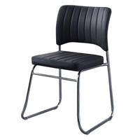 Chaise de bureau de direction ergonomique en cuir PU avec cadre métallique en forme d'arc, empilable, design ergonomique, options multicolores, robuste