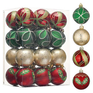 Decoraciones navideñas, bolas de plástico galvanizadas de 6cm, 24 piezas, adornos pintados, adornos colgantes para decoración de árboles de Navidad - Product Image 1