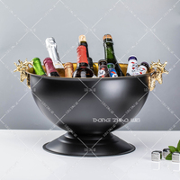 Seau à bouteilles en métal avec logo personnalisé Refroidisseur de bière et de boissons Bol à vin et à champagne en acier inoxydable personnalisé seau LCE pour 6 bouteilles