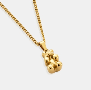 Inspire collar de acero inoxidable impermeable 18K chapado en oro lindo oso ofensivo divertido colgante encantos para la fabricación de joyas de los hombres - Product Image 1