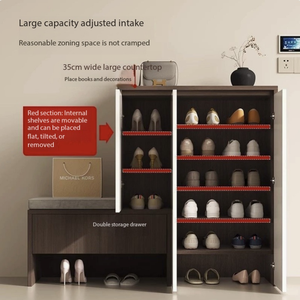 Meuble à chaussures multi-tailles détachable avec siège rembourré, banc de rangement d'entrée 3 tons au choix pour hall d'entrée domestique - Product Image 3