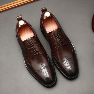 Zapatos Oxford Casuales de Alta Calidad, Cómodos, de Cuero Genuino, Antideslizantes, Transpirables, Diseño Artesanal con Cordones para Otoño - Product Image 1